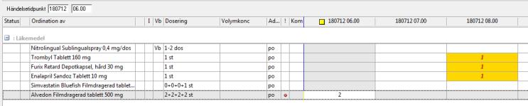 5(8) Kvittera iordningställande Markera aktuellt klockslag och dos i utdelningslistan. Tryck F2 alternativt högerklicka och välj Kvittera iordningställande.