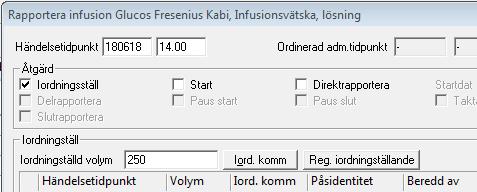 6(8) Iordningställande av infusion Iordningställande av infusion är en funktion för att visa att en infusion är förberedd, men inte startad på utdelningslistan.