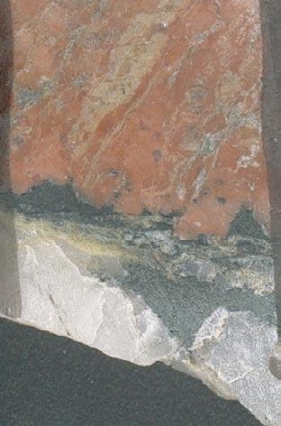 181.75 182.07 m: Sample type: Thin section. Rock type: Quartz/Epidote mylonite affecting reddish grey, fine medium-grained to medium-grained granodiorite to quartz monzodiorite.