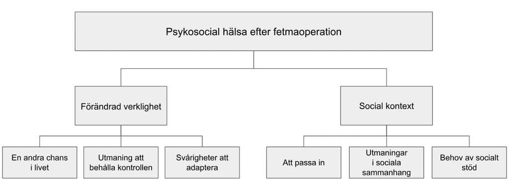 Figur 1. Teman och subteman. Förändrad verklighet Förändringar i det dagliga livet efter fetmaoperation beskrevs utifrån olika kontexter.