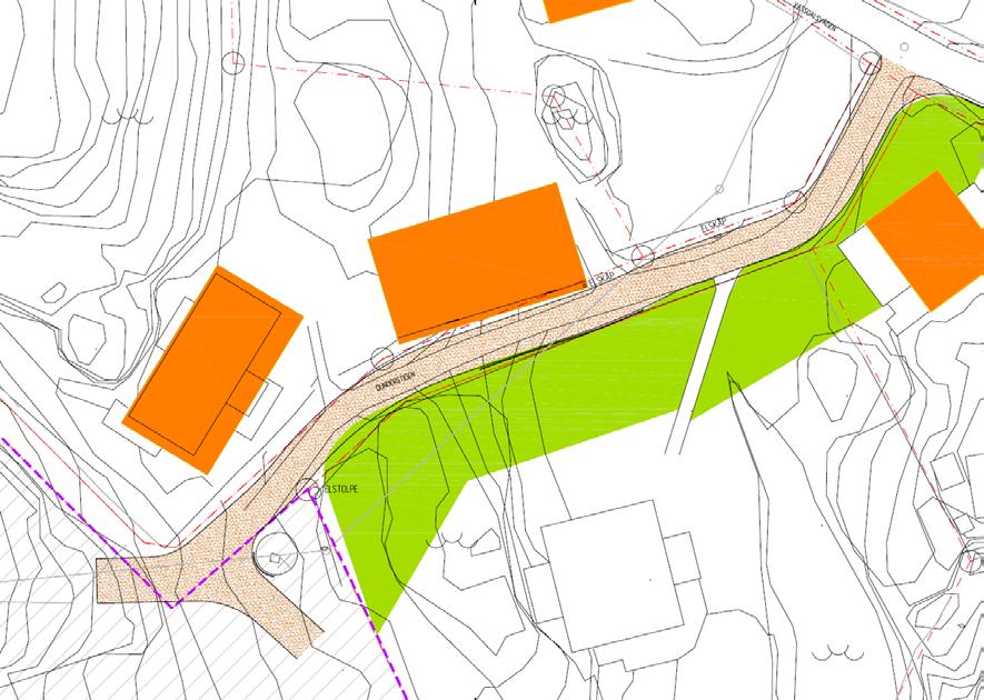 Vattenhantering 7. Jämna ut förhöjning på gatan på Dunderstigen genom att ta bort ca 10-20 cm vid maxpunkten.
