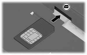 Sätta i ett SIM-kort VIKTIGT: För att förhindra skador på kontakterna ska du använda så lite kraft som möjligt när du sätter i ett SIM-kort. Så här sätter du i ett SIM-kort: 1. Stäng av datorn.