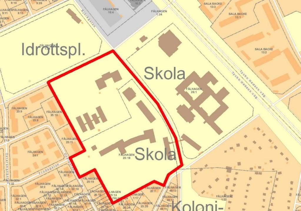 2 BAKGRUND OCH SYFTE Området runt Almtunaskolan ska förtätas och befintliga baracker ska ersättas med permanenta byggnader.