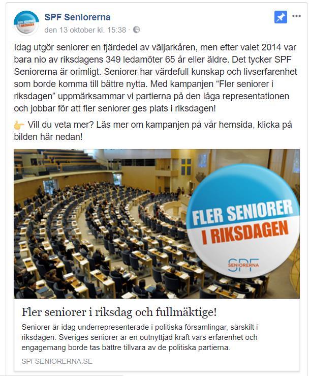 3. Att fästa ett inlägg högst upp på din sida När du har publicerat ett inlägg så syns det överst på din SPF-sida till dess att du publicerar något annat.