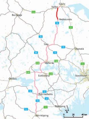 2.2 Bakgrund Väg Räta linjen, sträcker sig mellan Norrköping och Gävle och är av regeringen utsedd till nationell stamväg, se Figur 2.2. Stamvägnätet omfattas av sådana vägar som fyller en utpräglad mångsidig funktion för landets ekonomi och välfärd.