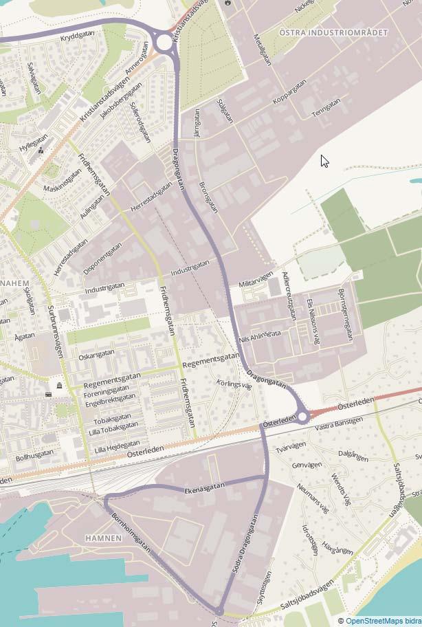 1 TRAFIK 1.1 TRAFIK IDAG Biltrafiken till och från Ystad hamn ansluter i dagsläget till det övergripande vägnätet via Södra Dragonsgatans anslutning till Österleden i sydöstra delen av Ystad.