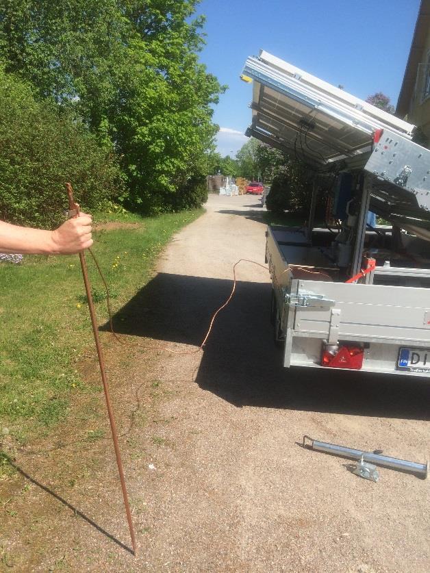 Åskskydd. Slå ner stadigt i marken. OBS! Om du överbelastar systemet så slocknar allt.