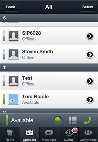 Om Avaya one-x Mobile Preferred for IP Office Du kan anpassa hur dina kontakter ska visas med hjälp av alternativen på skärmen Kontakter.