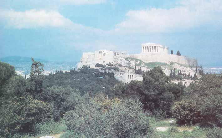 Atens Akropolis, ett av de mest kända antika byggnadsminnesmärkena.