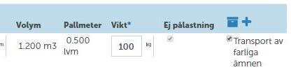 10 Beställningsskede 2 Kolliuppgifter När kolliuppgifterna fylls i ska de produktspecifika kraven beaktas. I fältet Kollital anger du hur många likadana kollin som försändelsen innehåller.