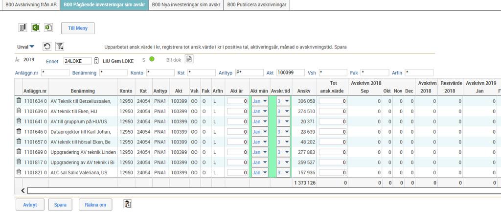 Pågående investeringar 2018-10-22 17