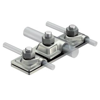 Insulated lightning protection and OBO iscon system Connection plate for two iscon conductor Connection plate to