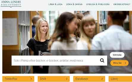 13 Anna Lindh-bibliotekets webbplats Sök efter tryckta och elektroniska böcker, tidskrifter och artiklar