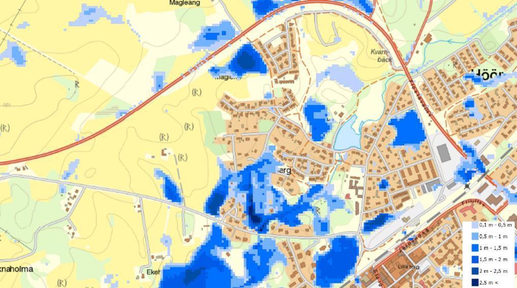 15 Bild 6. Lågpunkter inom och i anslutning till Maglehills planområde innan byggnation. 10.