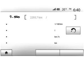 INFORMATION OM ECO²/ANDROIDAUTO-CARPLAY/4 X 4 18 Driving eco2 Genomsnittlig förbrukning Total förbrukning Genomsnittlig hastighet Sträcka utan förbrukning 1 EKOMÄTNING Med det här systemet kan du