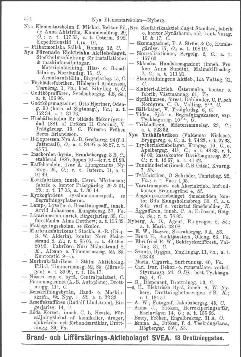 51"4 Nya ElementarskolanNyberg. Nya Elementarskolan f. Flickor, Rektor Fil. Nya Skofabriks aktiebolaget Standard, fabrik d! Anna Ahlström, O.; r. t. 11755, KomI)).endörsg.29, a. t. Osterm. 692. o.