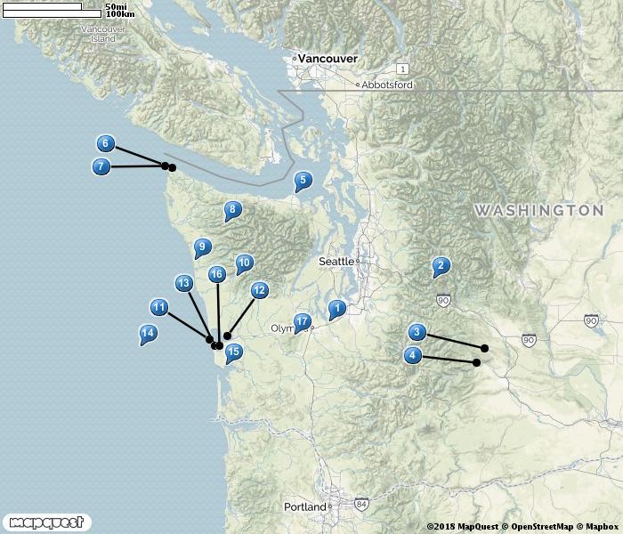 WASHINGTON 1. Nisqually NWR 2. Snoqualmie Pass 3. Wenas WA 4. Bethel Ridge 5. Dungeness 6. Neah Bay 7. Cape Flattery 8. Hoh Rain Forest 9.
