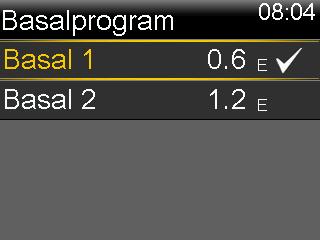 Visa dina basalprogram Gå till skärmen Basalprogram: Startskärm > Basal > Basalprogram På skärmen Basalprogram visas de basalprogram som du har ställt in