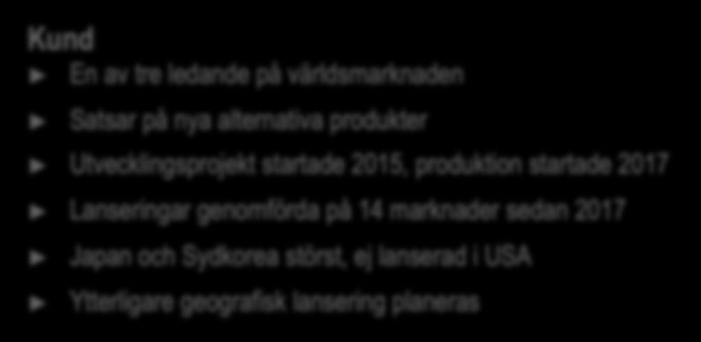 Kund En av tre ledande på världsmarknaden Satsar på nya alternativa produkter