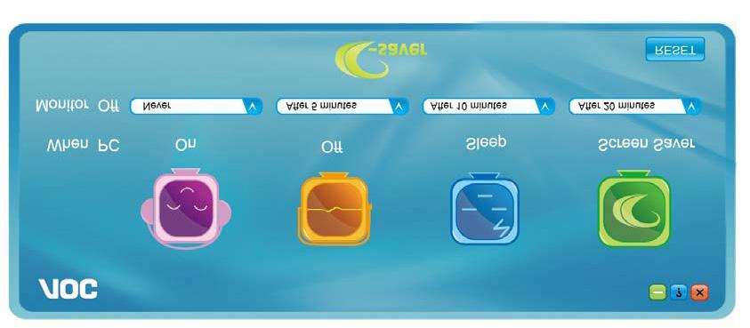 e-saver Välkommen att använda AOC:s energihanteringsprogramvara e-saver för skärmen.