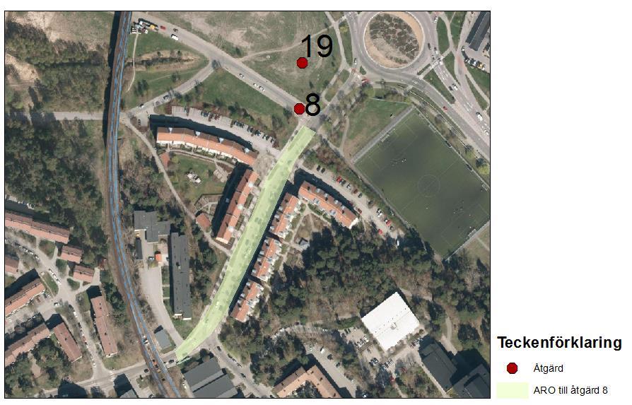 Växtbäddarna anläggs på båda sidor om infarten till Grimstavägen. Växtbäddarna behöver ha en sammanlagd area på 129 m 2.