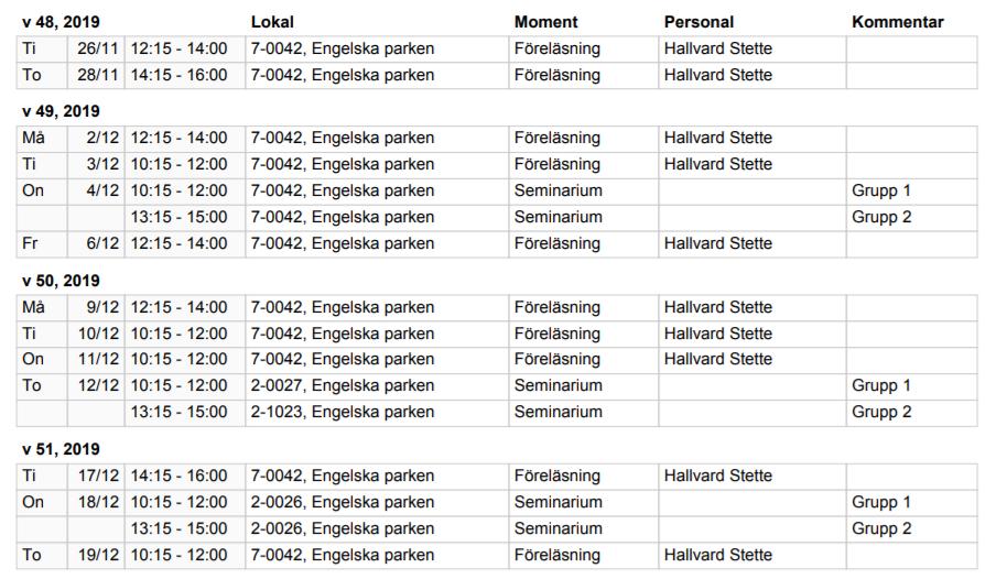 Objekt och egenskaper (Objects and Properties) Kursen ges på engelska Lärare: