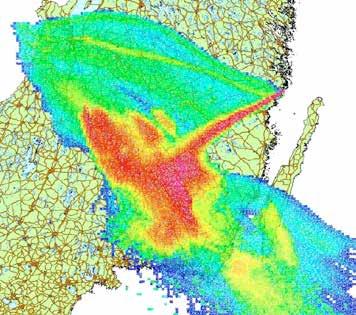 Scenarioanalyser 2013 49 Figur 2. Karta med totaldepositionen av radioaktiva ämnen 14 dagar efter utsläppet. Kartan är hämtad från lägesbild 2 i SAMÖ-KKÖ 2011.