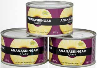 10,00/liter ANANASRINGAR 3-P Favorit 3x227 g