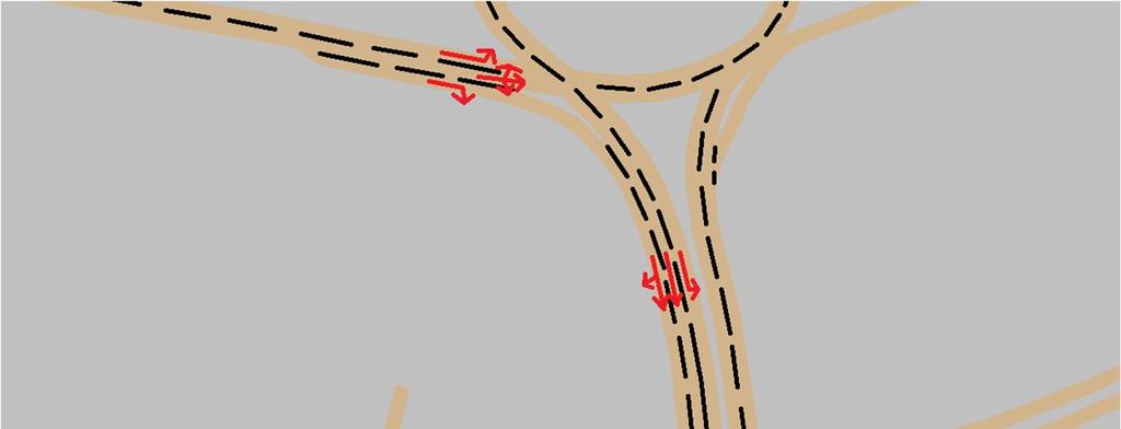 Uppdragsnr: 10208702 10 (31) Skiss över modellen i grundutformningen. I detta scenario bildas långa köer utifrån E20V.