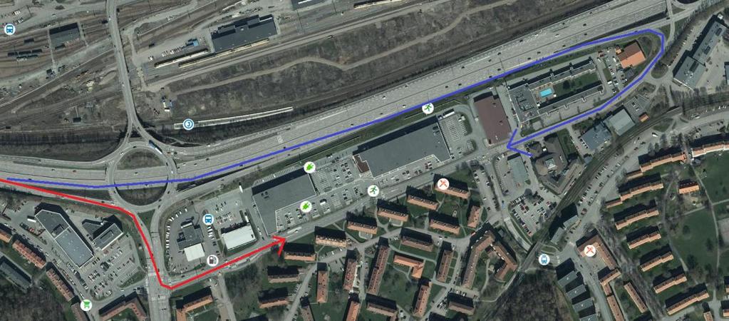 nästa trafikplats, dvs. Torpamotet. I Torpamotet finns ett direktfält från avfartsrampen från E20V in mot Torpavallsgatan, där ledig kapacitet bedöms finnas.