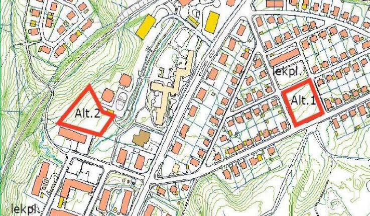 Stadsbyggadskotoret förespråkar aktuellt alterativ på del av Gräshage 1:1 då det fis befitlig ifrastruktur och vägar rut om täkt tomtyta som ka avädas.