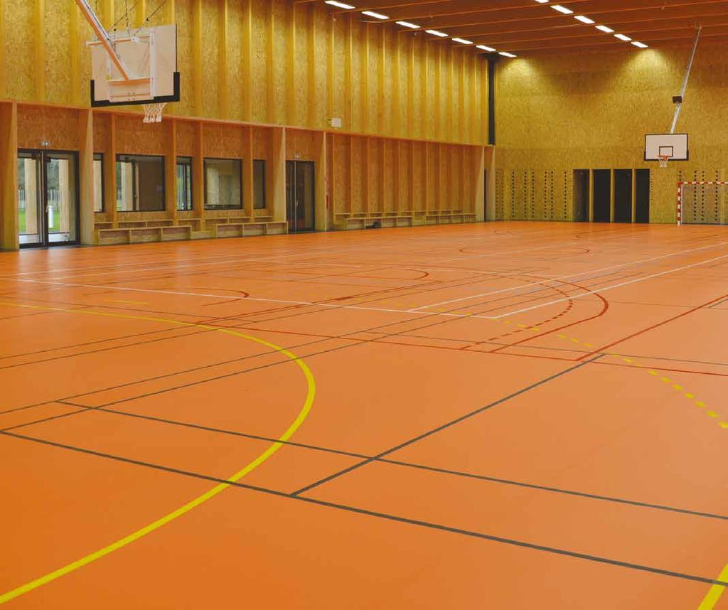 GREENLAY n Unik metod för Tarkett n I princip loose lay, endast % limmas Möjligt att använda på Omnisports Reference multi-use, Active och PurePlay.