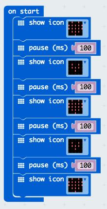 Sekvens from microbit import * display.show(image.heart) sleep(100) display.show(image.heart_small) sleep(100) display.show(image.heart) sleep(100) display.show(image.heart_small) sleep(100) display.show(image.heart) I MicroPython beskriver vi i text vad programmets skall göra med en operation per rad.