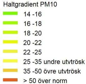 Den senast publicerade 7 med beräknade halter av partiklar i närheten av planområdet kom i januari 2014 och har utförts av SLB-Analys. Där studeras bl.a. Gröndalskolan, Blommensbergskolan, Nyhovsskolan, Brännkyrka Gymnasium och Liljanskolan samt Västbergaskolan.