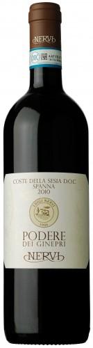 Italien - Azienda Vitivinicola Nervi Spanna 2010 Podere Dei Ginepri Nervi Skörden ägde rum första veckan i oktober 2010. Vinet är gjort av 90% nebbiolo och 10% vespolina och uva rara.