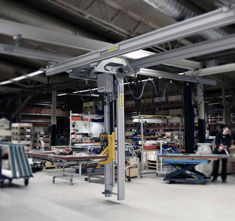 Väl skyddade i skenorna hänger simplexkedjor vilka sammanbinder drivaxeln med vagnarna. Standard eller skräddarsydd Mechstack Pro används även till skräddar sydda monteringsstationer.