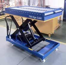 Mobilt lyftbord i rostfritt utförande Manuellt mobilt lyftbord med enkelsax Batteridrivet