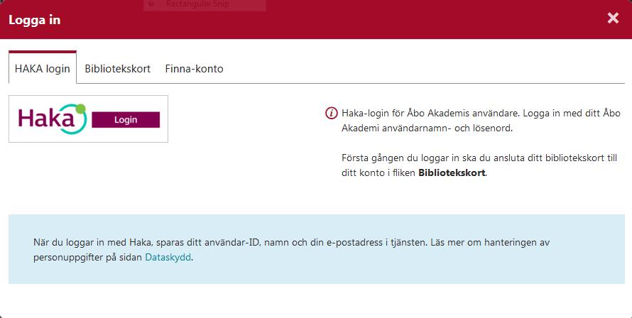 Distansanvändning Inloggning med ÅA-användarnamn ger dig tillgång till bibliotekets resurser när du är