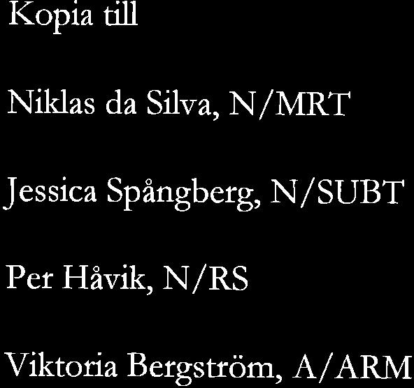 Kopia till Niklas da Silva, N / MRT Jessica Spångberg, N