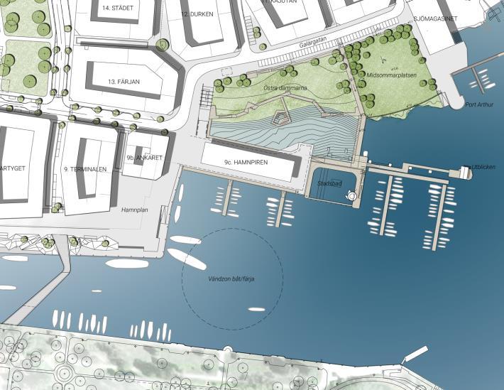 Havsvågor genererade av vinden ute till havs kommer inte fram till Norrtälje Hamn, eftersom de förlorar all energi vid passagen av grunda områden i Norrtäljevikens mynning.