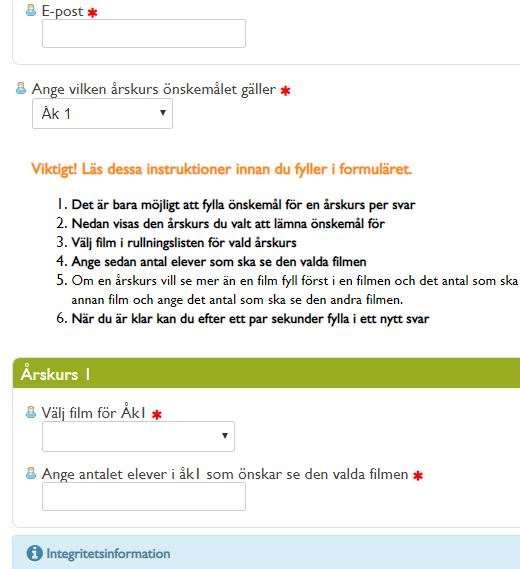 Önskemål/val - Vårt sätt att få reda på hur många elever på skolan som omfattas kommande termin - Meddela oss ifall det blir större