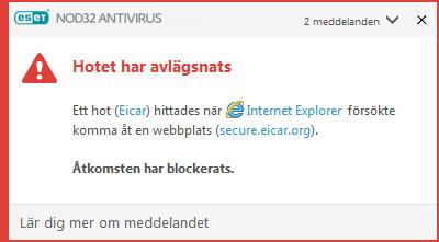 Skydd av ﬁlsystemet i realtid Webbåtkomstskydd Skydd av e-postklient Genomsökning av datorn på begäran Var och en använder standardrensningsnivån och försöker att rensa ﬁler och ﬂytta den till