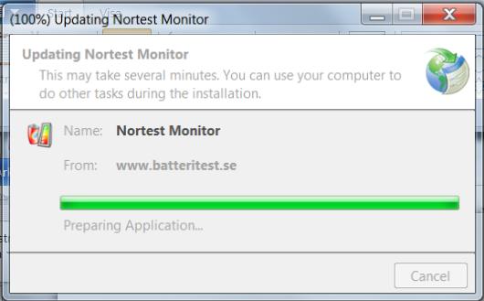 Svara då alltid OK. Programmet laddas nu ner från batteritest.se och installeras automatiskt.
