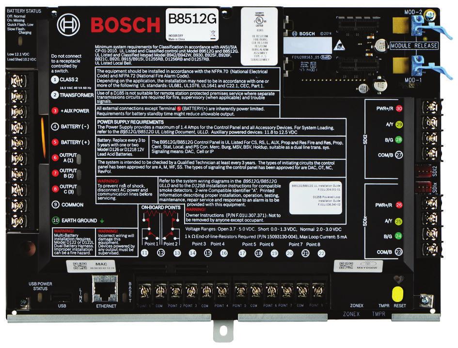 Inbrottslarmsystem B8512G centralapparater B8512G centralapparater www.boschsecurity.