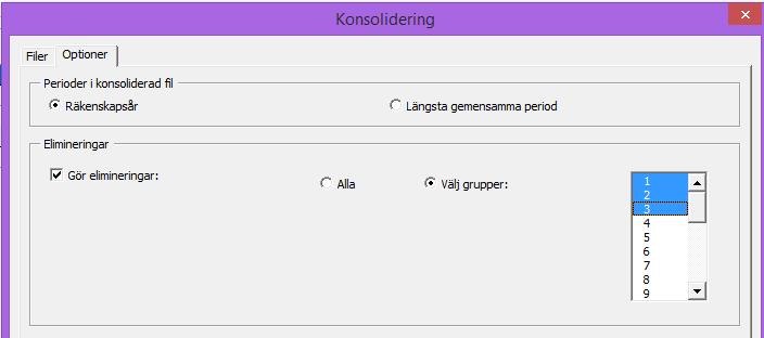 I Invest for Excel menyn finns Elimineringar under Inmatning: I