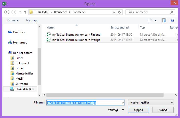 version av Excel.