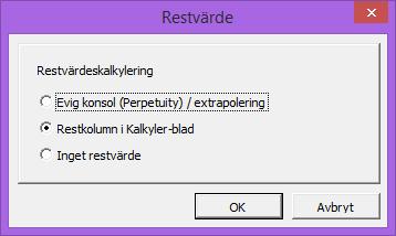 Om det är lämpligt, kan kalkyltidpunkten flyttas i tiden. Kassaflöden före kalkyltidpunkt prolongeras (flyttas fram) och kassaflöden efter kalkyltidpunkt diskonteras till kalkyltidpunkten.