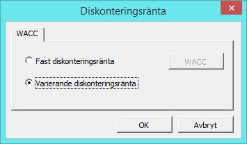 3.1.2.2.2 Varierande diskonteringsränta Varje periods (kolumns) fria kassaflöde kan diskonteras/prolongeras till kalkyltidpunkten med olika diskonteringsräntesatser.