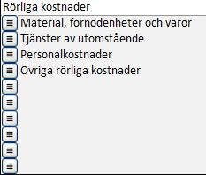 1 Inmatning av intäkter Under rubriken Intäkter specificerat: kan man ange egna underrubriker: Intäkter kan