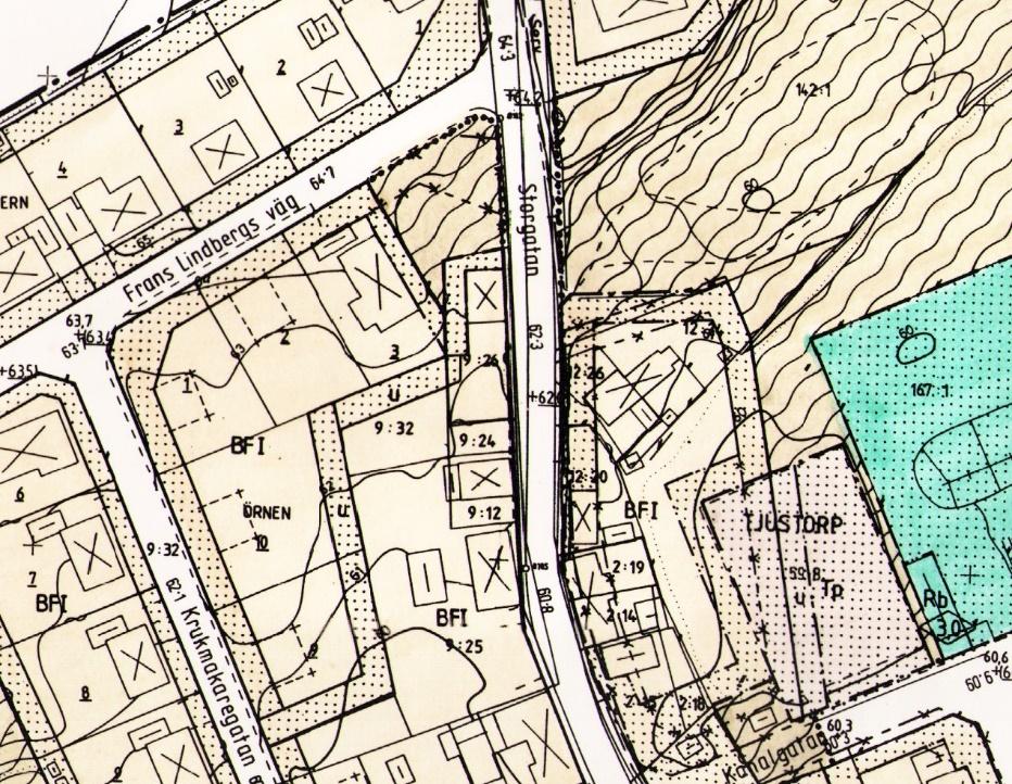 266 forts. Utdrag ur gällande detaljplan med fastigheten markerad.